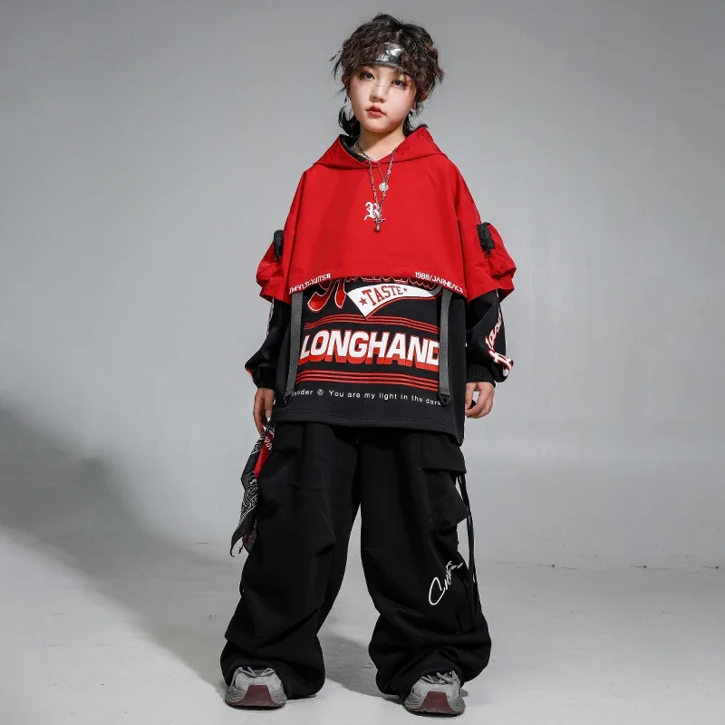 Jungen Hip Hop Cool Hoodie Weste Cargo Hosen Mädchen Mode Jazz Street Dance Kostüm Kinder Kleidung Set Kinder K-pop Streetwear
