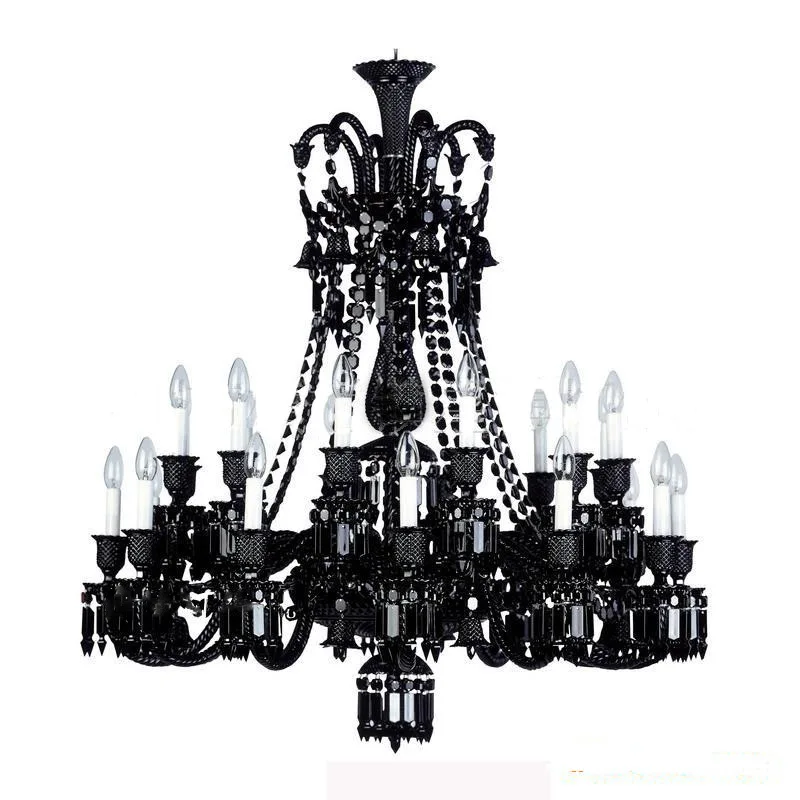 lustre de cristal preto de luxo iluminacao villa lustres do hotel luxuoso sala de estar lampada da sala de jantar luz domestica 01