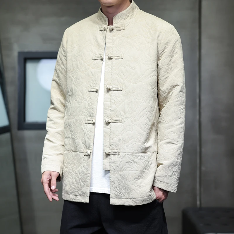 

Мужская хлопковая куртка Thiened с дизайном на пуговицах, осень-зима, большой размер Hanfu Sle, традиционная китайская одежда, кол...