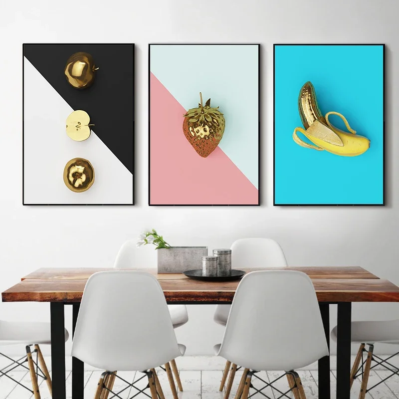 

Gold Fruit Abstract Home Decor Nordic Canvas Painting Living Room Kitchun Wall Print Poster Modern Minimalist Creative Picture