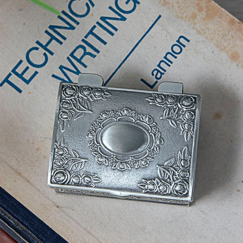 Vintage Square Rose Small Trinket Jewelry Storage Box for Rings Earrings Necklace  Antique Treasure Chest Jewelry Keepsake Gift