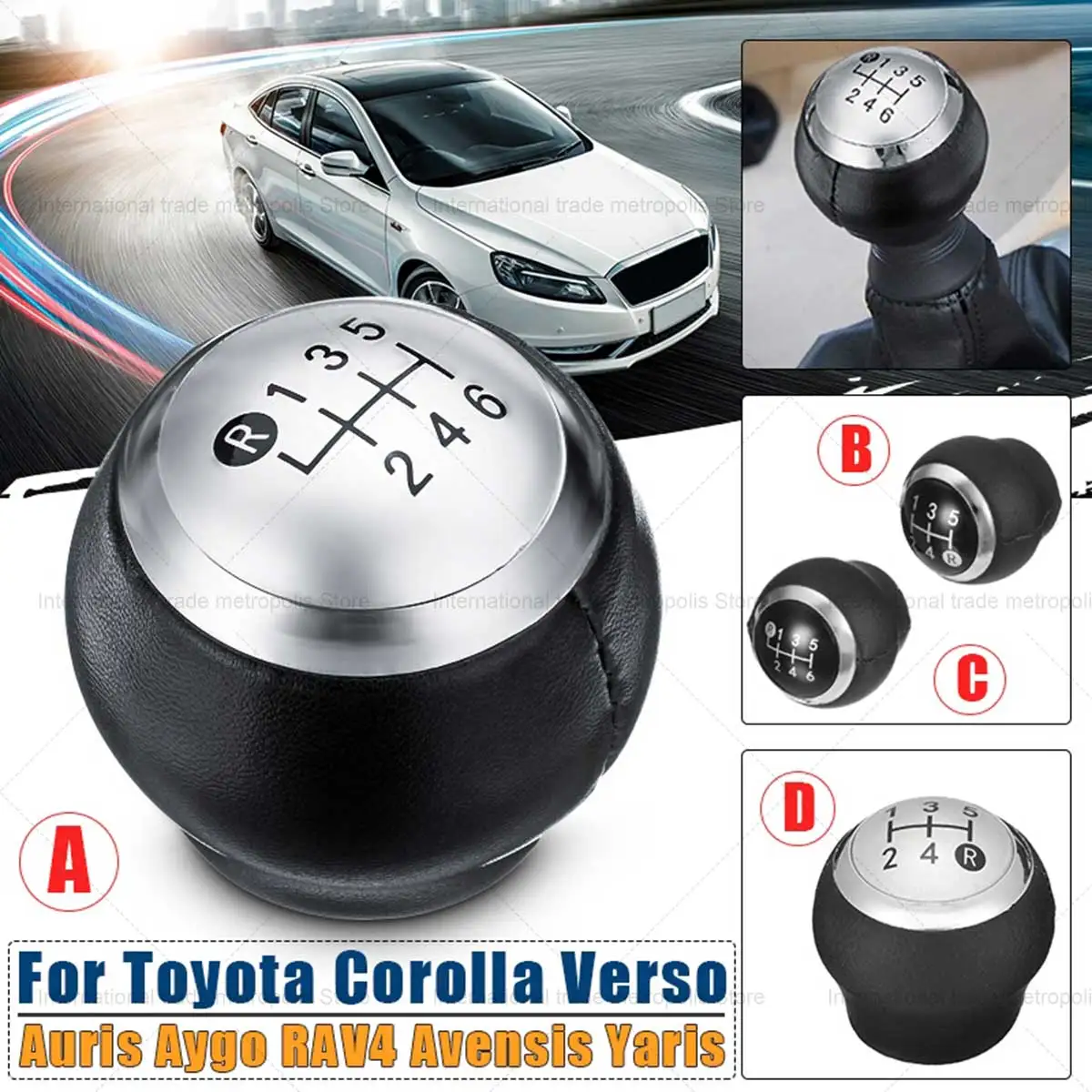 5/6 Tốc Độ Xe Bánh Răng Chuyển Dịch Núm Lever Sang Số Gậy Bóng Ném Cho Xe Toyota Corolla RAV4 Avensis Yaris Verso Auris Aygo