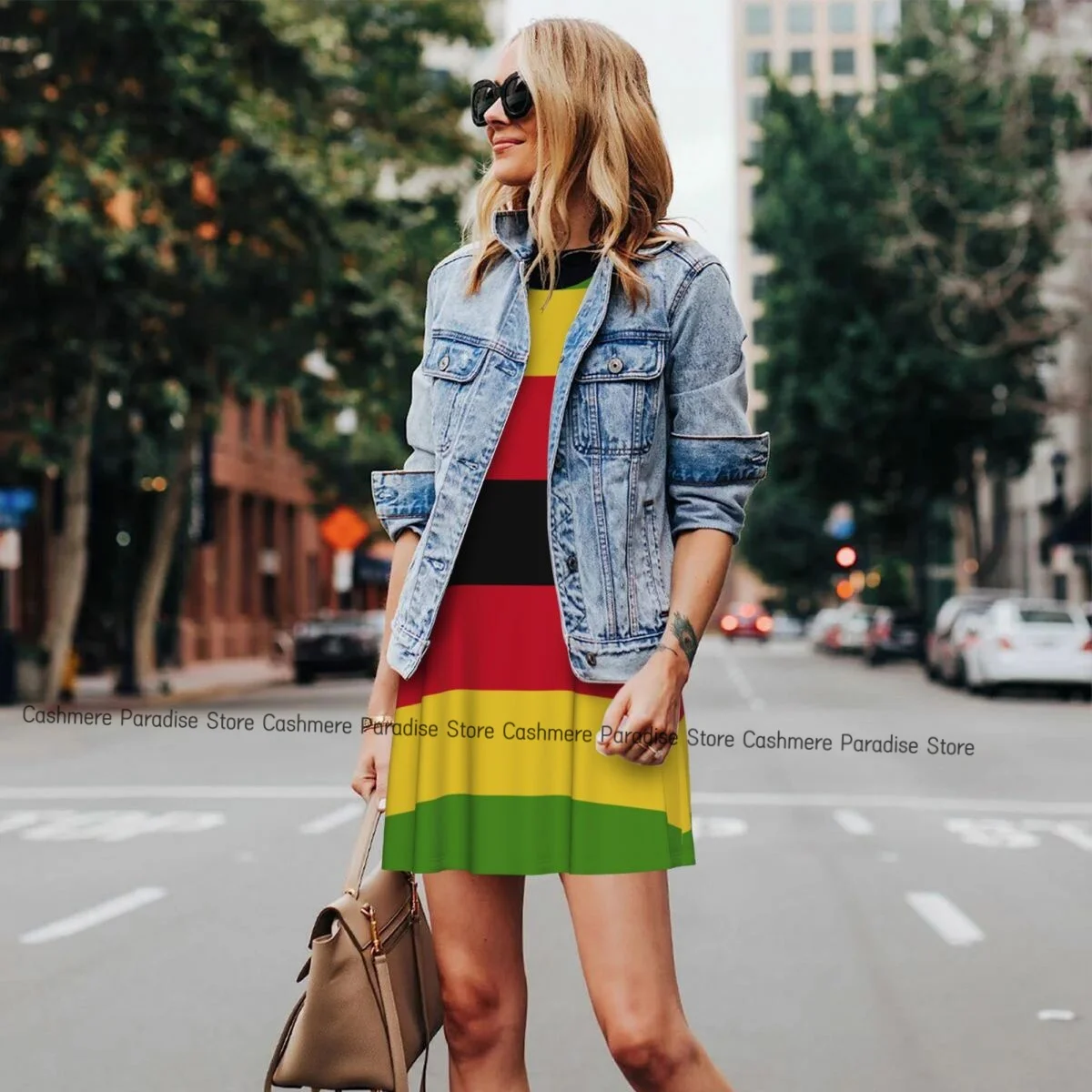 Damen Kleid Simbabwe Flagge Sommer Casual T-Shirt Kleider Strand Cover Up Tank Kleid