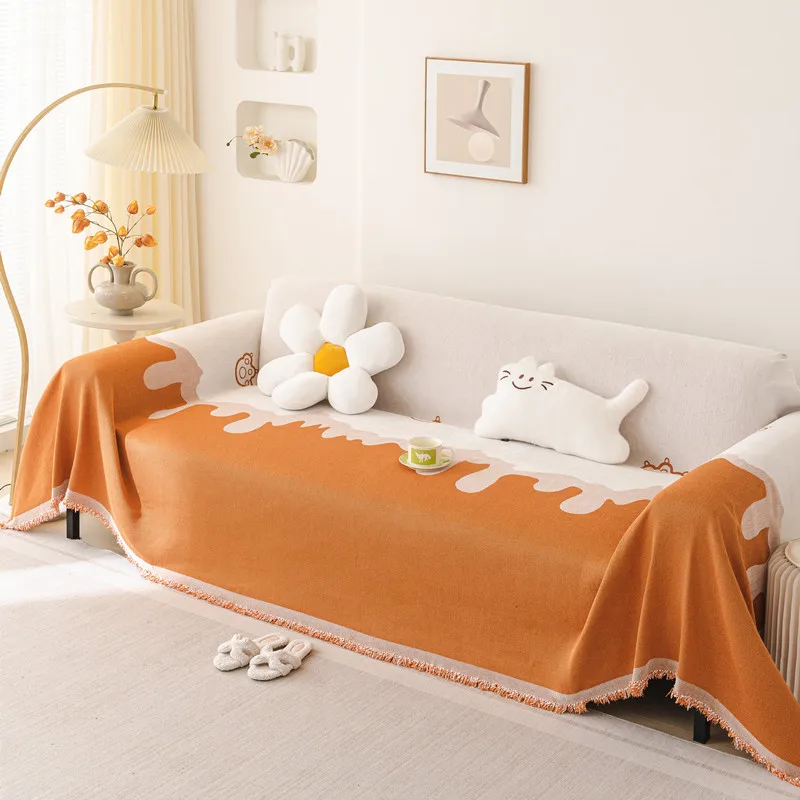 

Sofa Cover Ins Nordic Color Woven Jacquard Geometric Lines Double Sided Sofa Towels Home Textiles Living Room Decoration