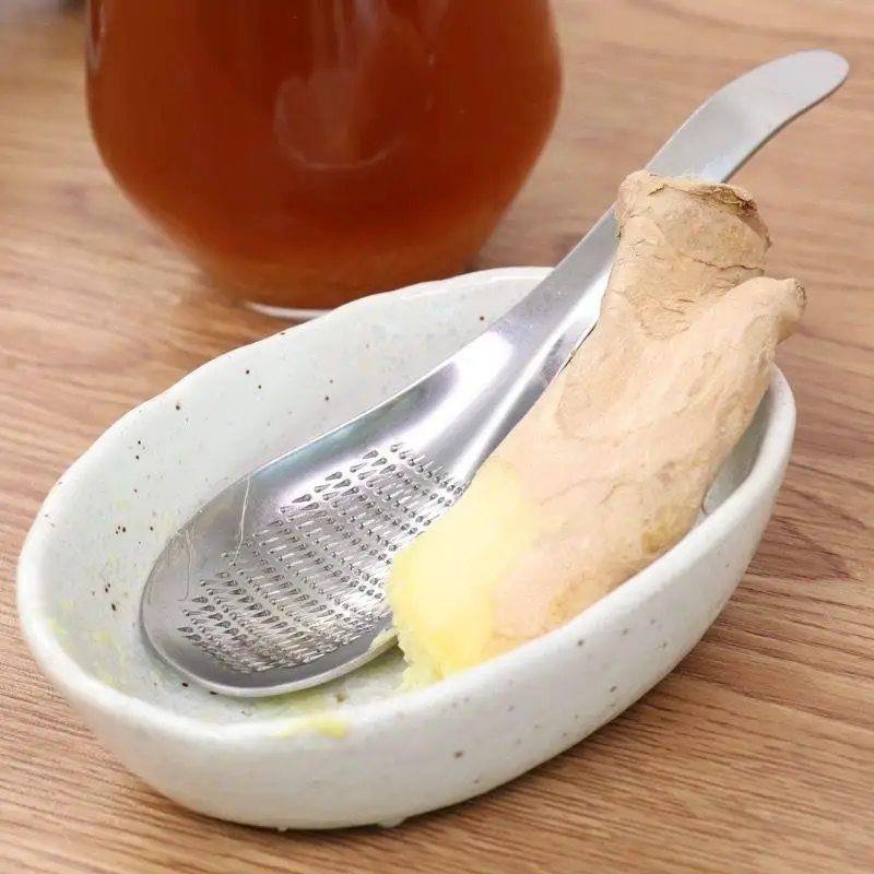 Garlic Ginger Grater Stainless Steel Fruits Root Vegetable Grinder Spoon Kitchen Accessories Tool