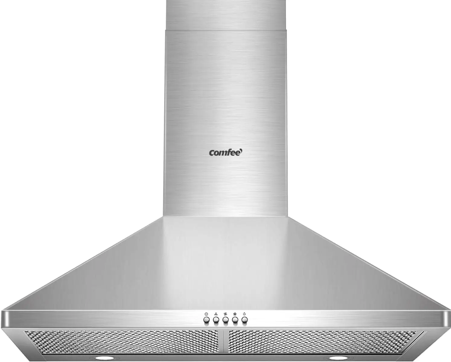 Range 450 CFM Stainless Steel Wall Mount Vent Hood with 3 Speed Exhaust Fan, 5-Layer Aluminum Permanent Filters