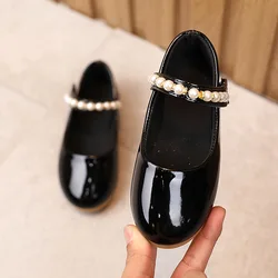 Chaussures d'automne en cuir avec perles pour petite fille, princesse, à la mode, taille 21 à 36, nouvelle collection