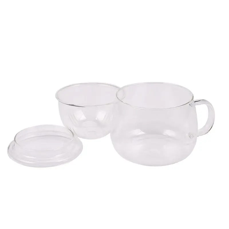 TFORU-3X 3 In 1 Set Clear Heat Resistant Tea Coffee Cup With Tea Infuser Filter Lid Use For Home Office