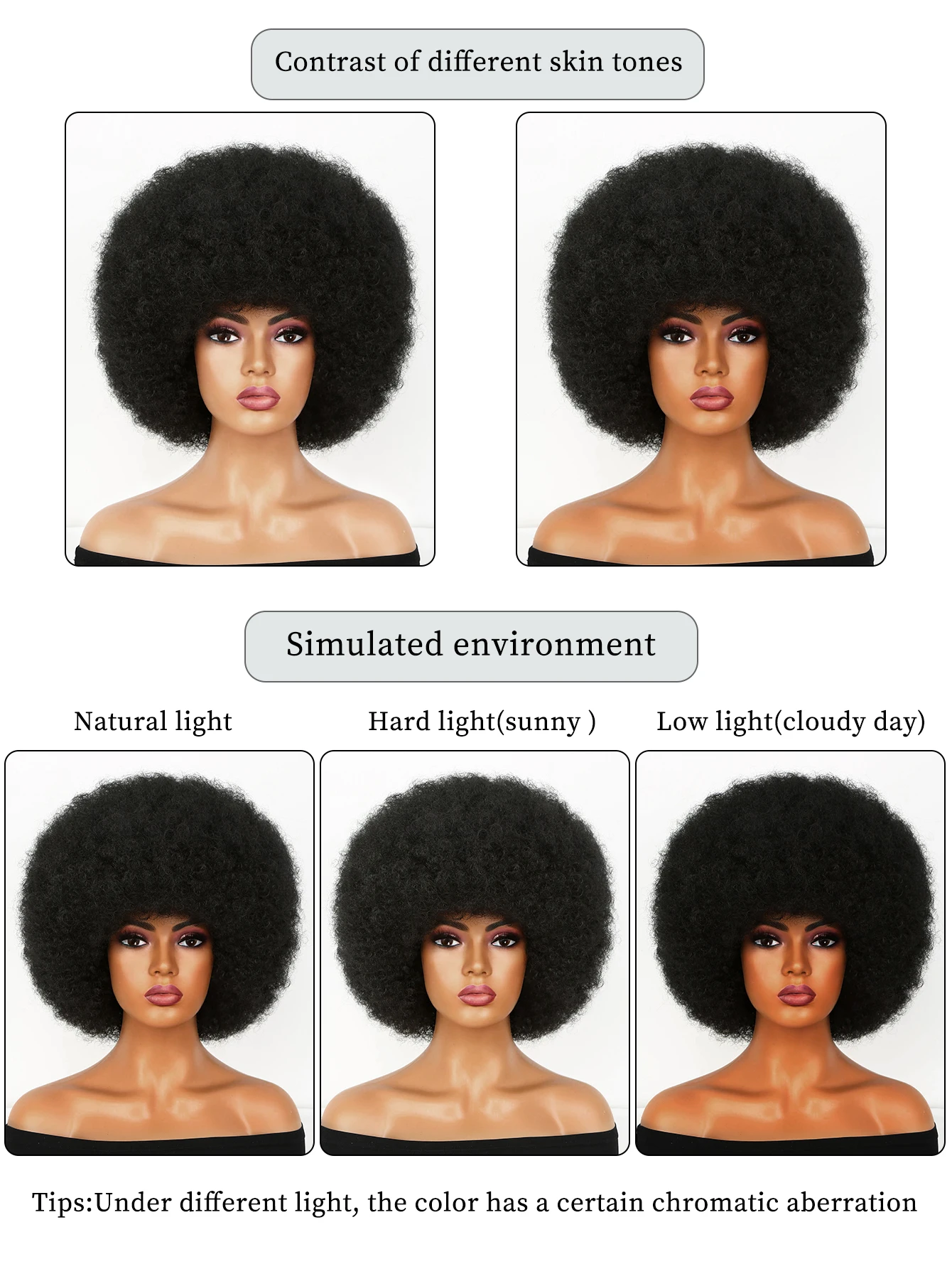 Rambut palsu hitam keriting ikal Afro pendek wanita 12 "untuk wanita hitam wig hitam hadiah besar dan sintetis alami lembut rambut campuran