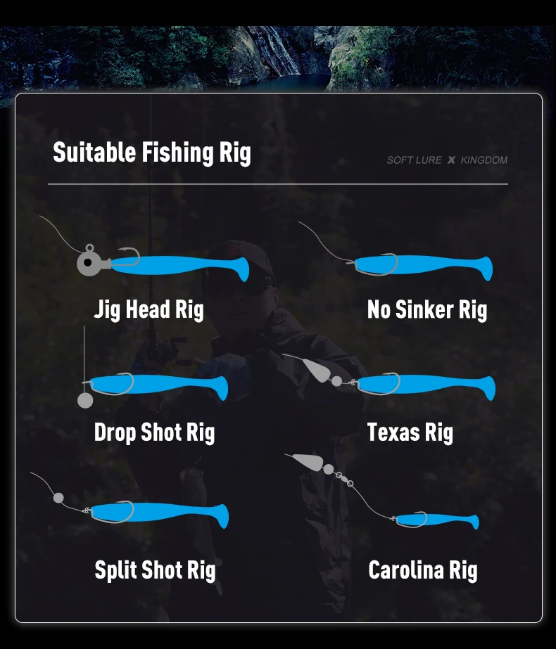 KINGDOM Schraubgewinde T-Schwanz Weicher Angelköder 20 Stück Silikon-Wurmköder Paddelschwanz-Swimbait 35mm-65mm für Barsch-, Forellen- und Hechtangeln – Detail 11