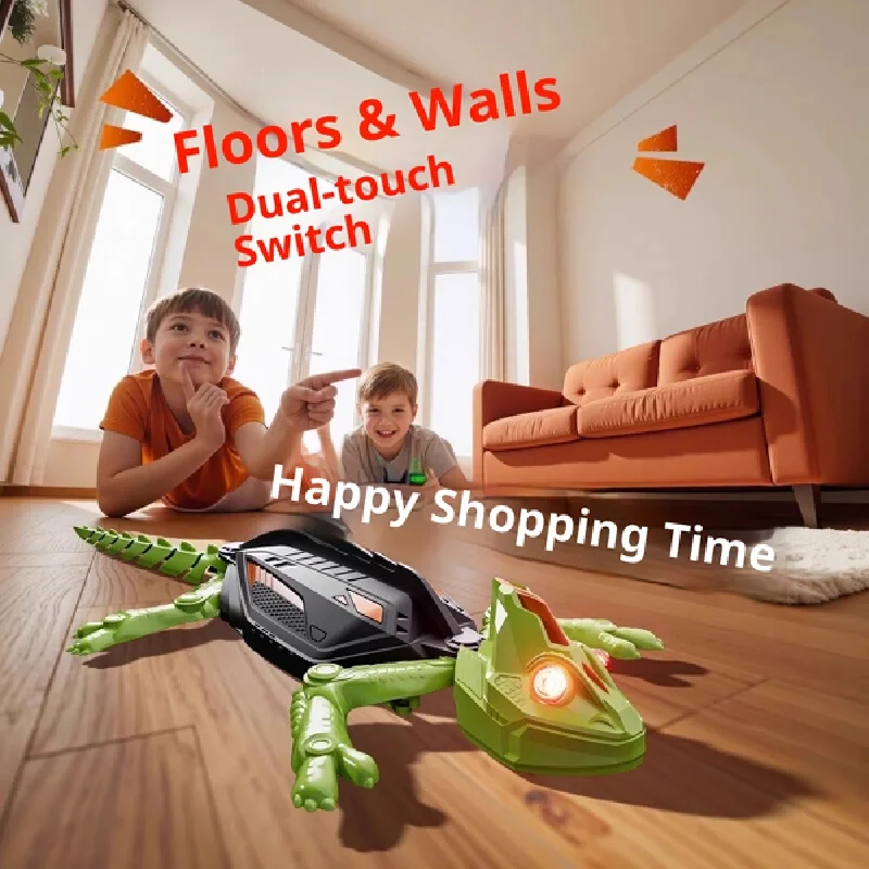 Robô lagarto pegajoso de escalada elétrica de brinquedo gecko com controle remoto giratório 360 com 2 modos para crianças O melhor presente para amigos.