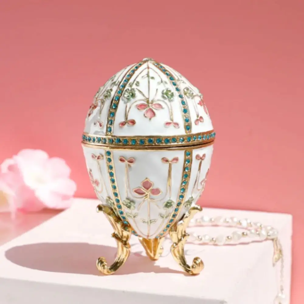 

Beautiful Design Enamel Easter Egg Ornament European Style Luxury Gift Easter Egg Jewelry Box Jewelry Box Creative Decor