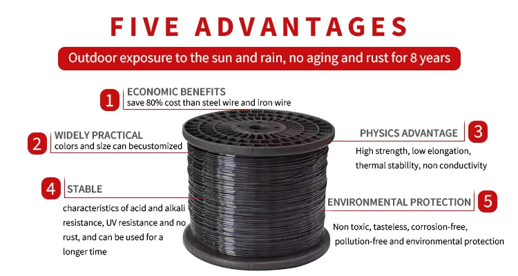 2025PET温室農場遮光サポートラインポリエステルモノフィラメントブドウ園ワイヤーメーカー