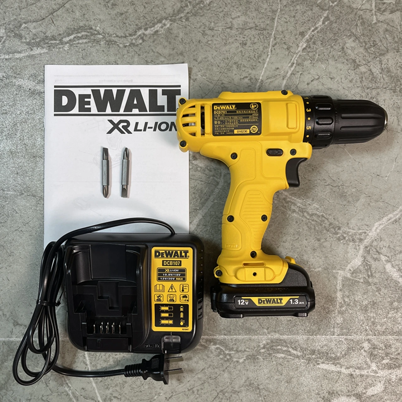 Imagem -03 - Dewalt-furadeira Elétrica de Lítio para Casa Velocidade Variável Broca Manual Recarregável Potência Multifuncional Dcd701 10.8v 12v 24n.m