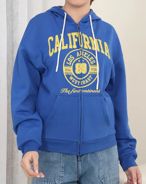 Women California Los Angeles Graphic Zip Up Hoodie Vintage West Coast Letter Print Long Sleeve Drawstring Hooded Jacket