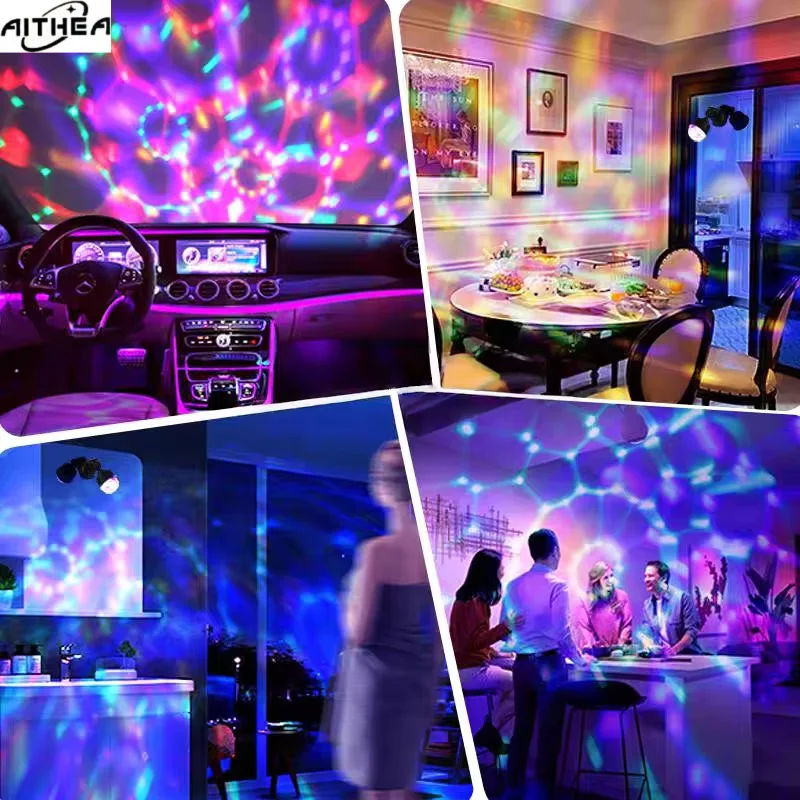 AITHEA 5V USB Powered RGB LED Stage Disco DJ Light Magic Dance Projector Atmosphere ShowLamp for Car Christmas Gift KTV Party