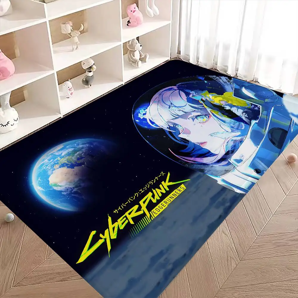 Cyberpunk Edgerunners Anime Hallway Carpet Washable Non-Slip Living Room Sofa Chairs Area Mat Kitchen Doormat Area Rug