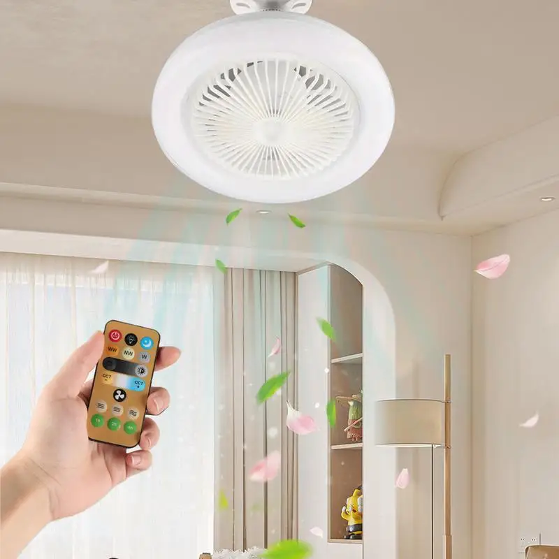 2-in-1 Three-speed Mode LED Fan Light With Remote Control E27 Lighting Base For Bedroom Living Room Light Fan Ceiling