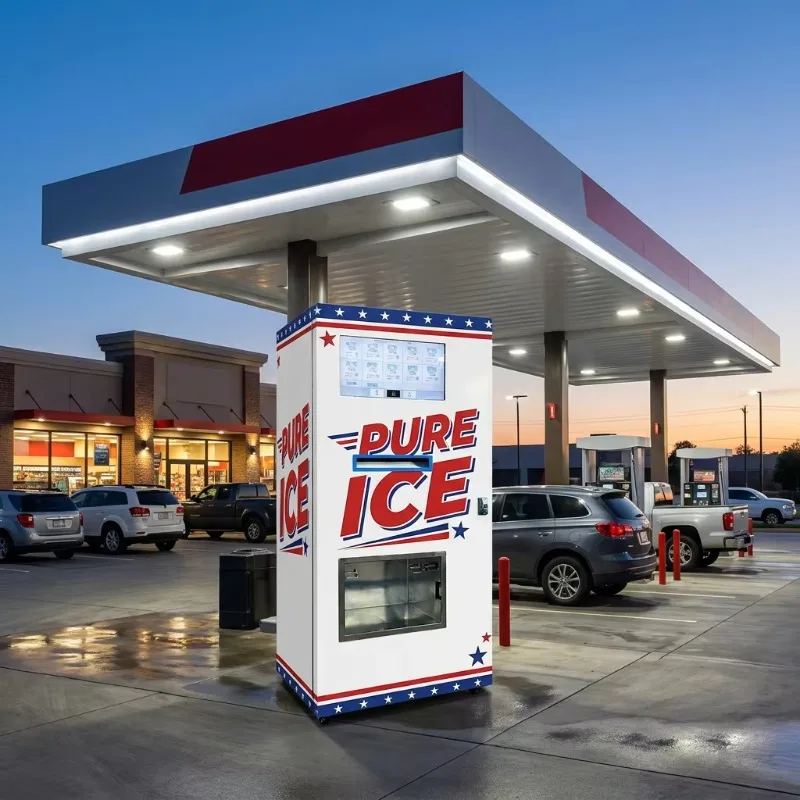 Ice Cube Smart Vending Machine with Freezing Function LED Display Multi-Payment 24/7 Operation Fl Customized
