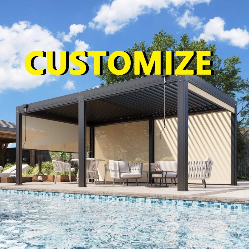 

Any Size Custom Rain Sensor Auto Retractable Aluminum Gazebo Nano Anti Rust Frame Villa Terrace All Weather Rai Leisure Pavilion