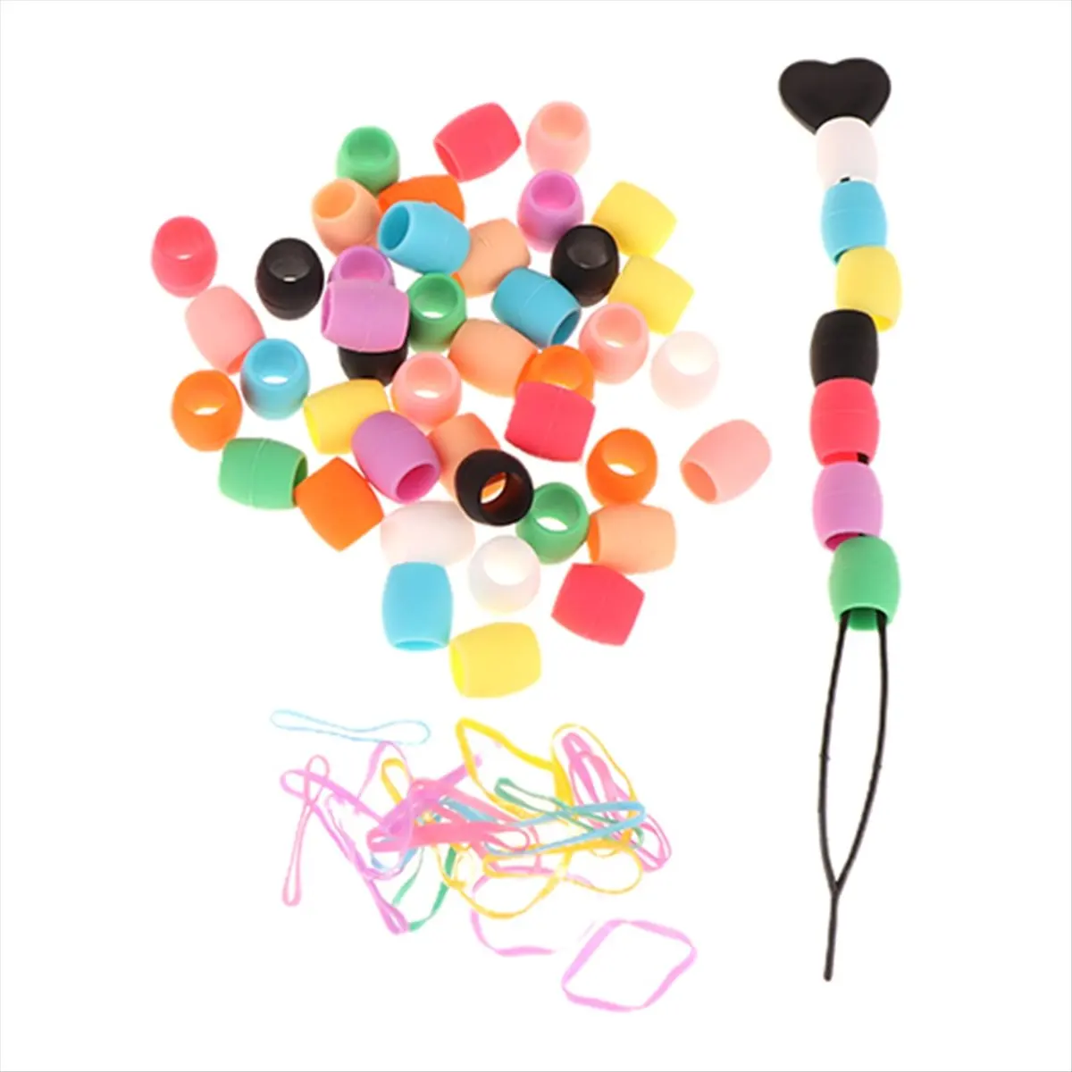A93G Silicone Hair Beads for Kids Girls Braid Beads for Hair Beaders for Braid Soft Colorful Beads Bulk
