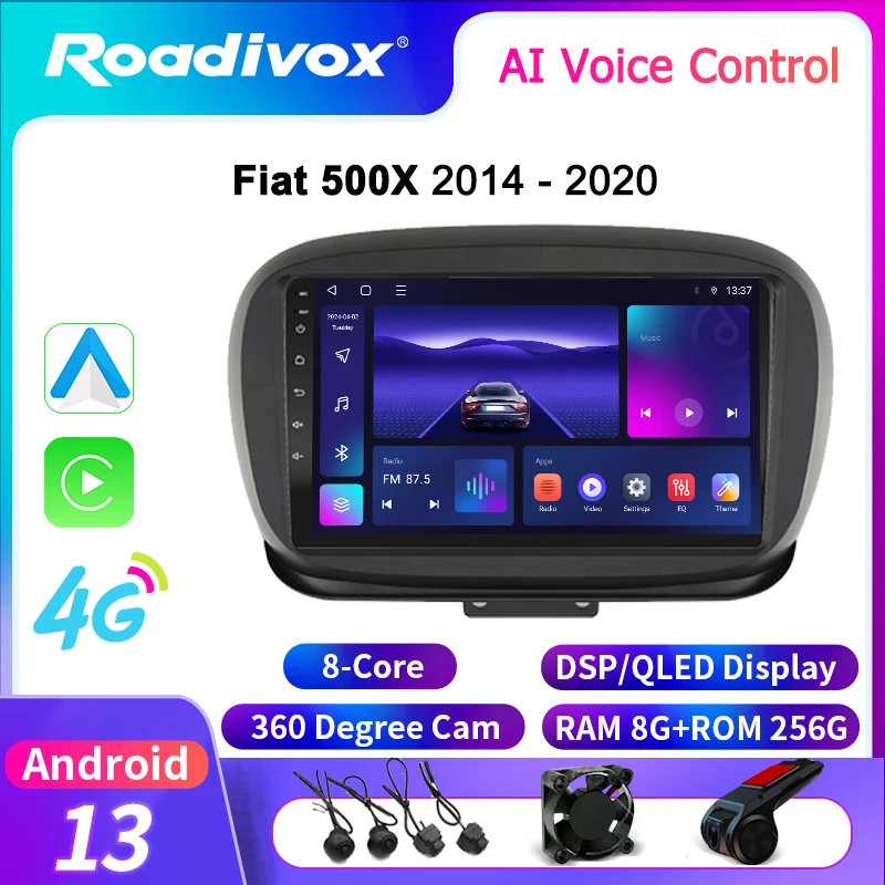 Android Car Radio Multimedia player for Fiat 500X 2014 2020 stereo GPS Navigation Stereo Screen Video Tape Recorder Carplay 4G