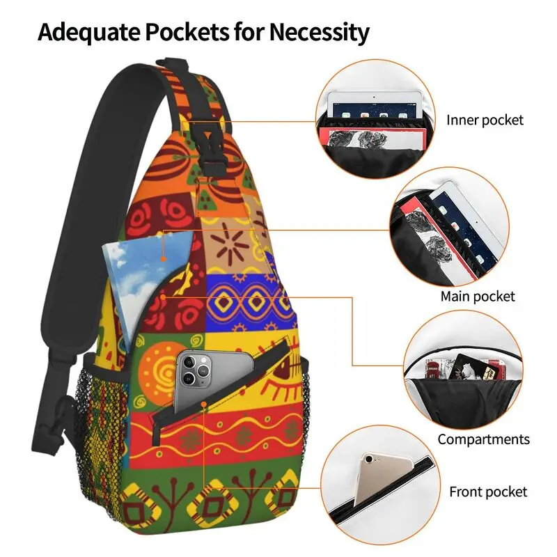 Cool Ethnic Tribal African Exotic Pattern Sling Bag for Traveling Men Africa Culture Chest Crossbody Backpack Shoulder Daypack