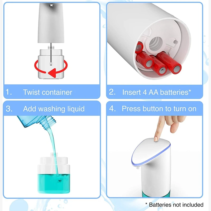 Dispensador automático de jabón de manos, dispositivo de espuma sin contacto con Sensor de movimiento, ideal para jabón de manos y jabonera