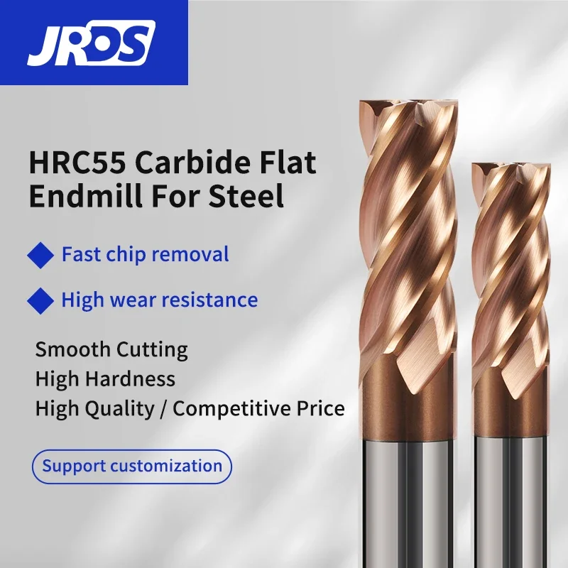 

HRC55 carbide 4 flutes flat endmill for steel with TiSiN coating milling cutter