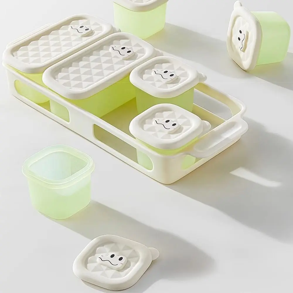 3/4/6 شبكة تصميم الطفل الغذاء صينية الفريزر مقاومة للحرارة شكل مربع حاوية تخزين المواد الغذائية الغذاء الصف سهلة الإصدار #3