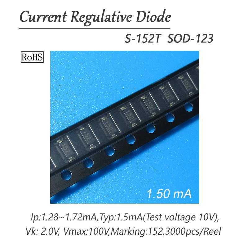 5PCS CRD Diode S-152T 1.50mA SMD SOD-123 Current Regulative Diode New It can be applied to LED power supply and sensors