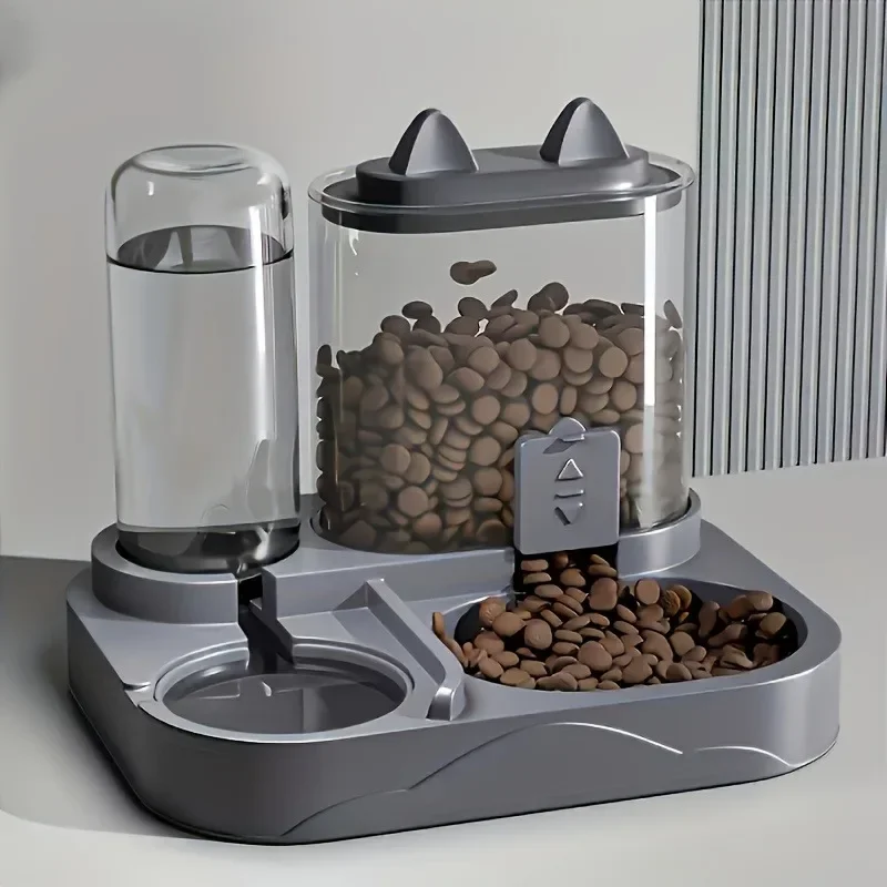 2-in-1-Futter- und Wasserspender für Haustiere mit Schwerkraftfunktion, großer Kapazität, auslaufsicherer Futterschale, leicht zu reinigen, mit Haarfilter für Katzen und kleine Hunde. – Detail 1