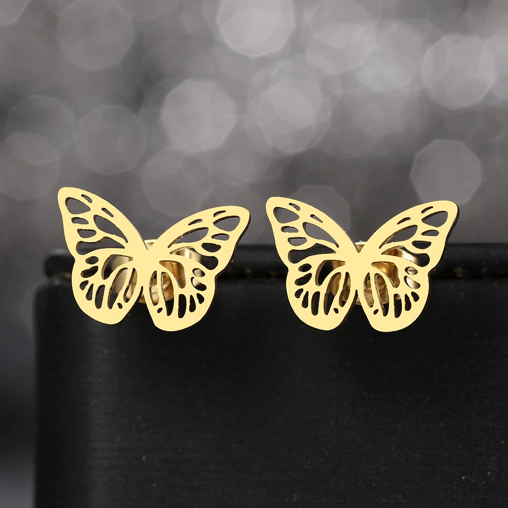 Stainless Steel Earrings 2022 Trend Mini Delicate Delicate Butterfly Charms Fashion Stud Earrings For Women Jewelry Party Gifts