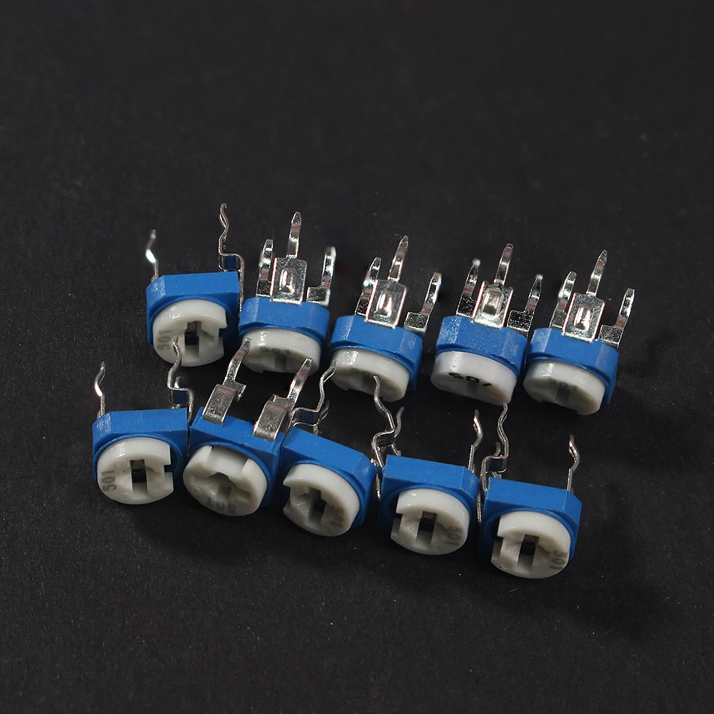 100PCS RM065 Trimmer Potentiometer Kit 500R 1K 2K 5K 10K 20K 50K 100K 200K 1M Variable Resistors Potentiometers RM-065