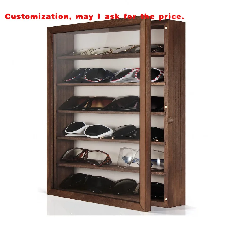 custom.Sunglasses Organizer Storage Wall Mounted: 13 X 15.6 Inches Eyewear Display Rustic Wood Eyeglasses Holder Large Glas