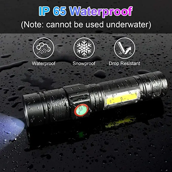 Pocketman LED Flashlight Zoom Torch Aluminium Alloy Tactical Flashlights 18650 Rechargeable Flashlight Waterproof Torch