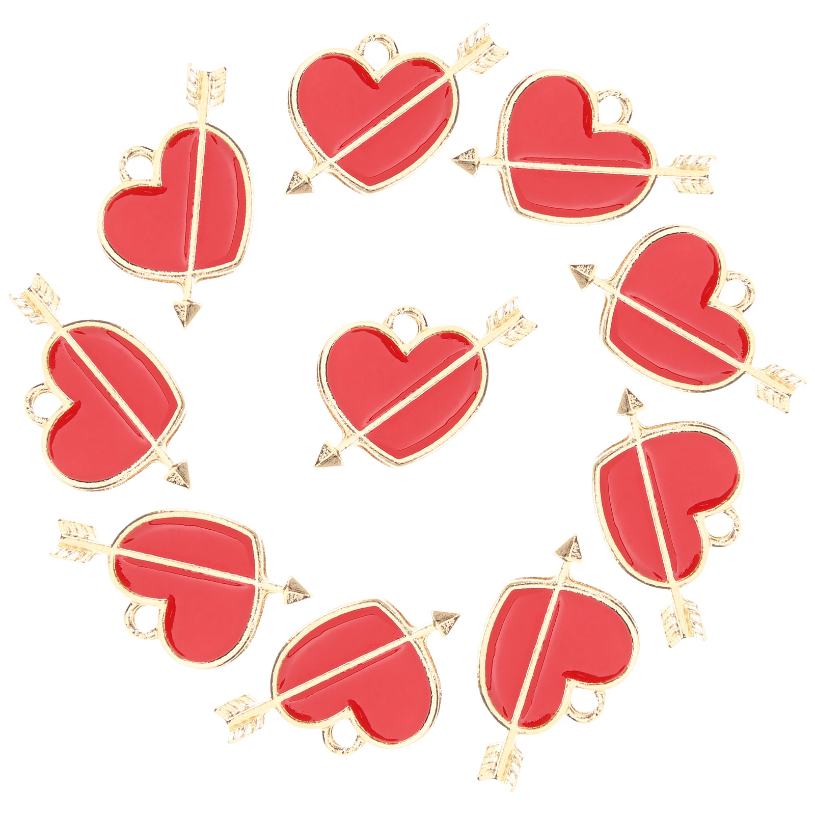 

10 Pcs Necklaces Love Cupid Pendant Jewelry Heart Shaped Charms Heart-shaped Golden Pendants Making