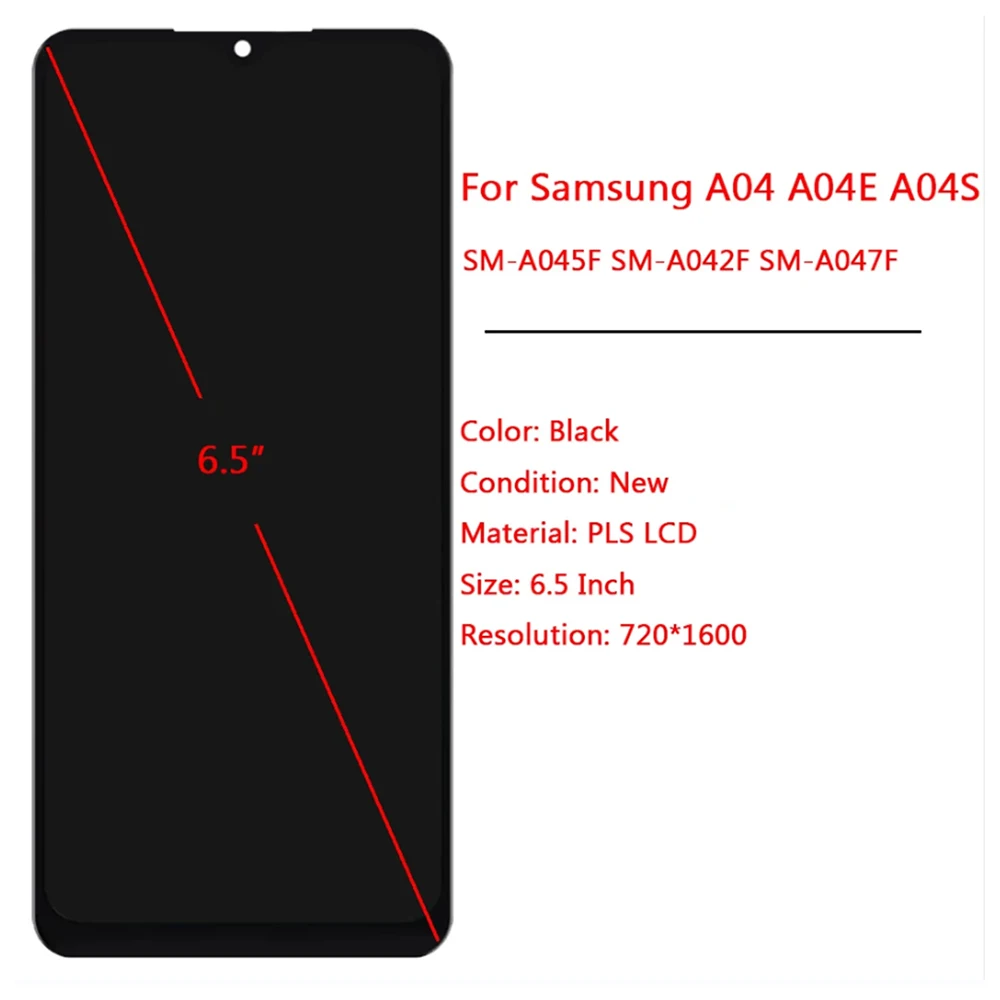 For Samsung A04E A04S A04 LCD Display Touch Screen With Frame 6.5\