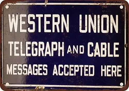 Western Union Telegraph and Cable Vintage Look Reproduction Metal Tin Sign 8X12 Inches sign