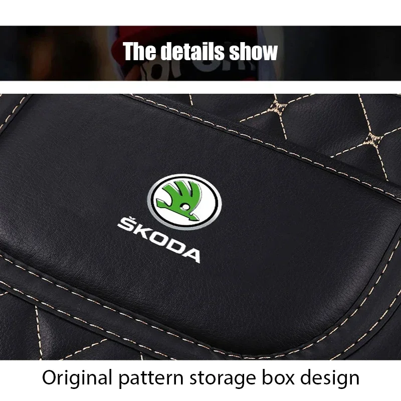 For Skoda Logo Octavia 2 A7 Tour RS Fabia 2 1 Rapid Kodiaq Superb Kamiq Car Anti-Child-Kick Pad Storage Bag Interior Accessories view 5