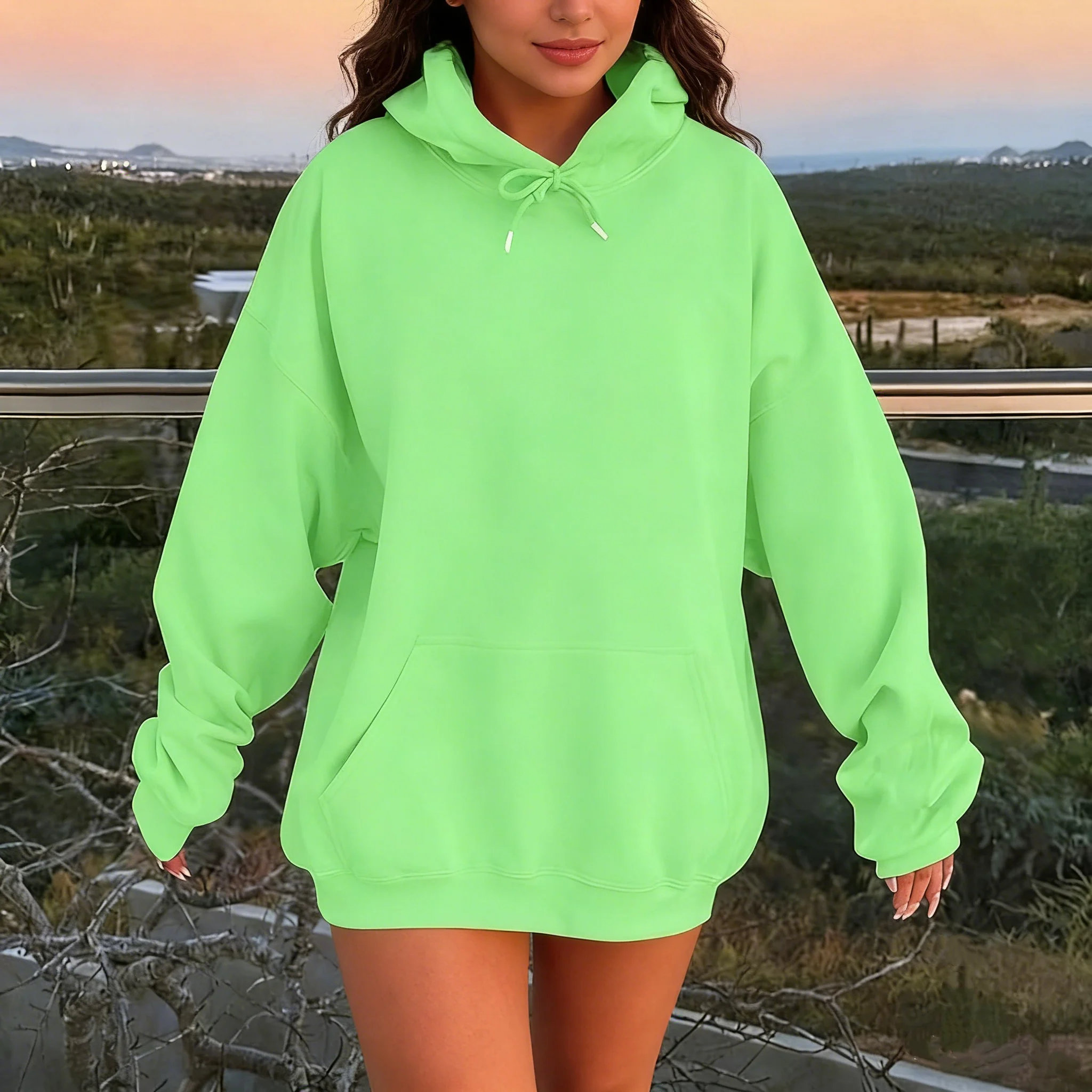 Women's Hoodies Pullover Spring Autumn Casual Hoodie 2026 Sweatshirts Solid Color Hoodies Oversize Black Sweatshirt Women Top