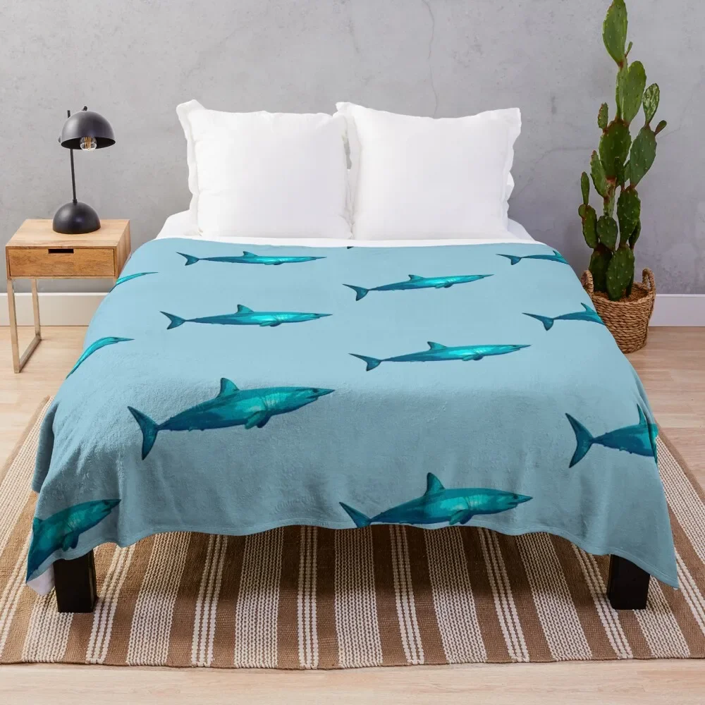 

Mako Shark Color Print Throw Blanket Fluffys Large cosplay anime for sofa Flannel Fabric Blankets