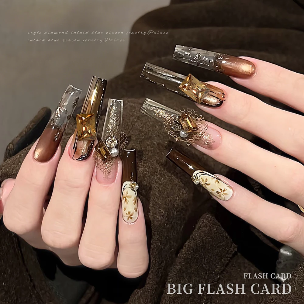 10 قطع القهوة الشمبانيا الزركون الماس نقطة قاعدة مسمار الراين، على شكل قلب، البيض، الزاوية اليمنى حجر الراين الملحقات الفاخرة #5