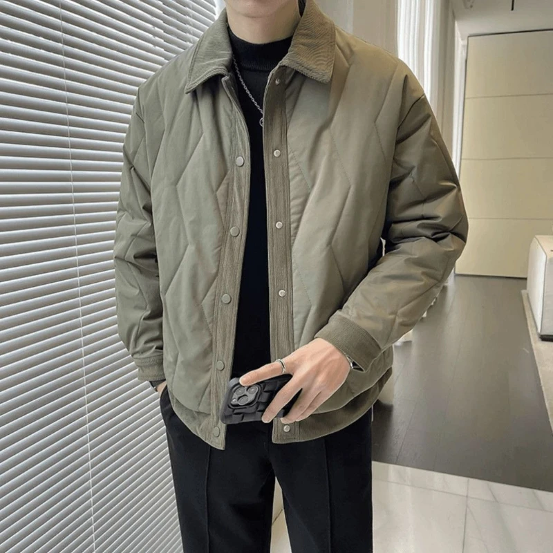 Men 2026 New Trendy Premium Rugged Style Winter Colorblock Cotton Padded Jacket Thick Warm Outerwear