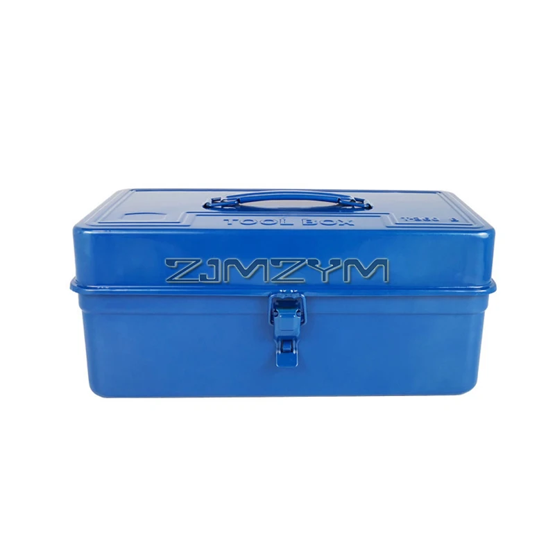 Metal Tool Box Iron 360x190x165mm Tool Organizer Box Durable Portable Tool Storage with Handle & Locking Latch Toolbox