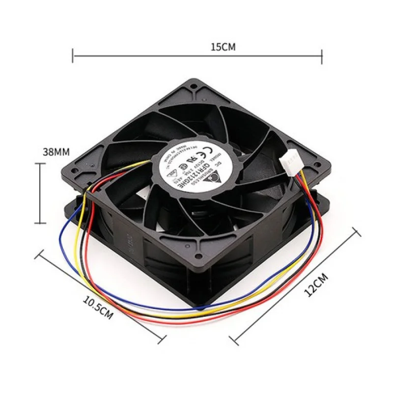 B+  12CM  FOR  Delta QFR1212GHE MODEL 12V 2.7A Cooling Fan Ant S7/S9 Mining PWM 12038