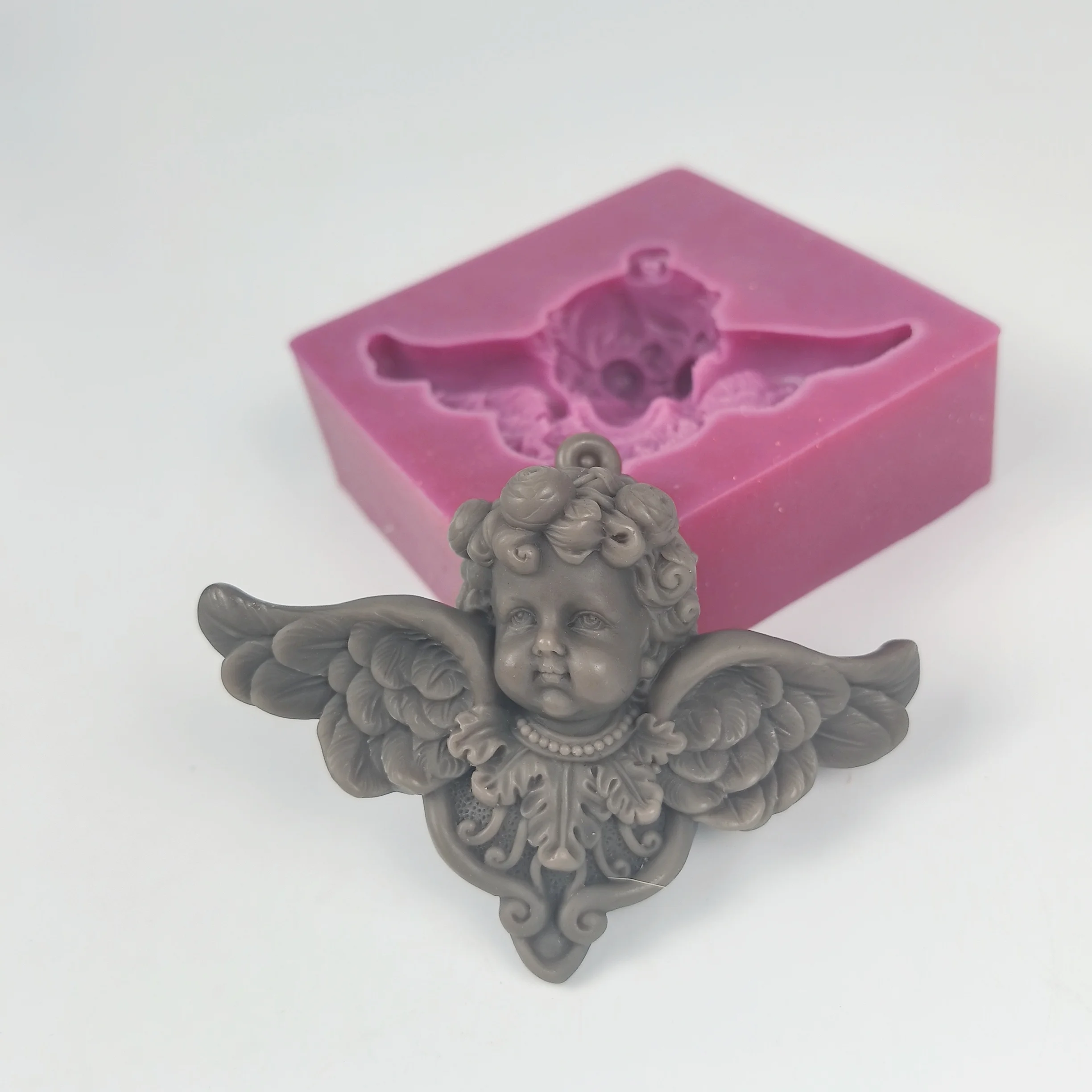 Angel Wings Mold European Angel Head Relief Soap Molds Silicone 2D Wedding Birthday Clay Resin Mould