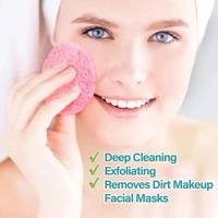 10PCS Compress Face Wash Puff Natural Wood Pulp Sponge Face Wash Puff Foaming Face Puff Cosmetic Puff Face Cleansing Sponge 4