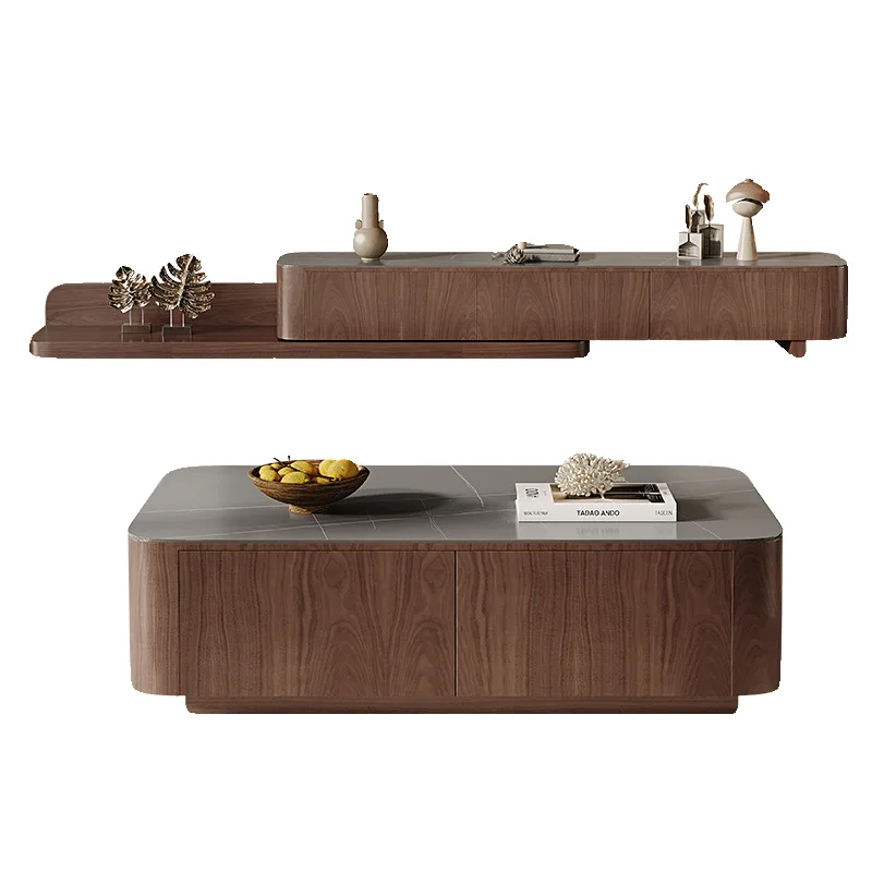 

Solid wood coffee table TV cabinet combination, modern and simple, small apartment, household, telescopic TV cabinet