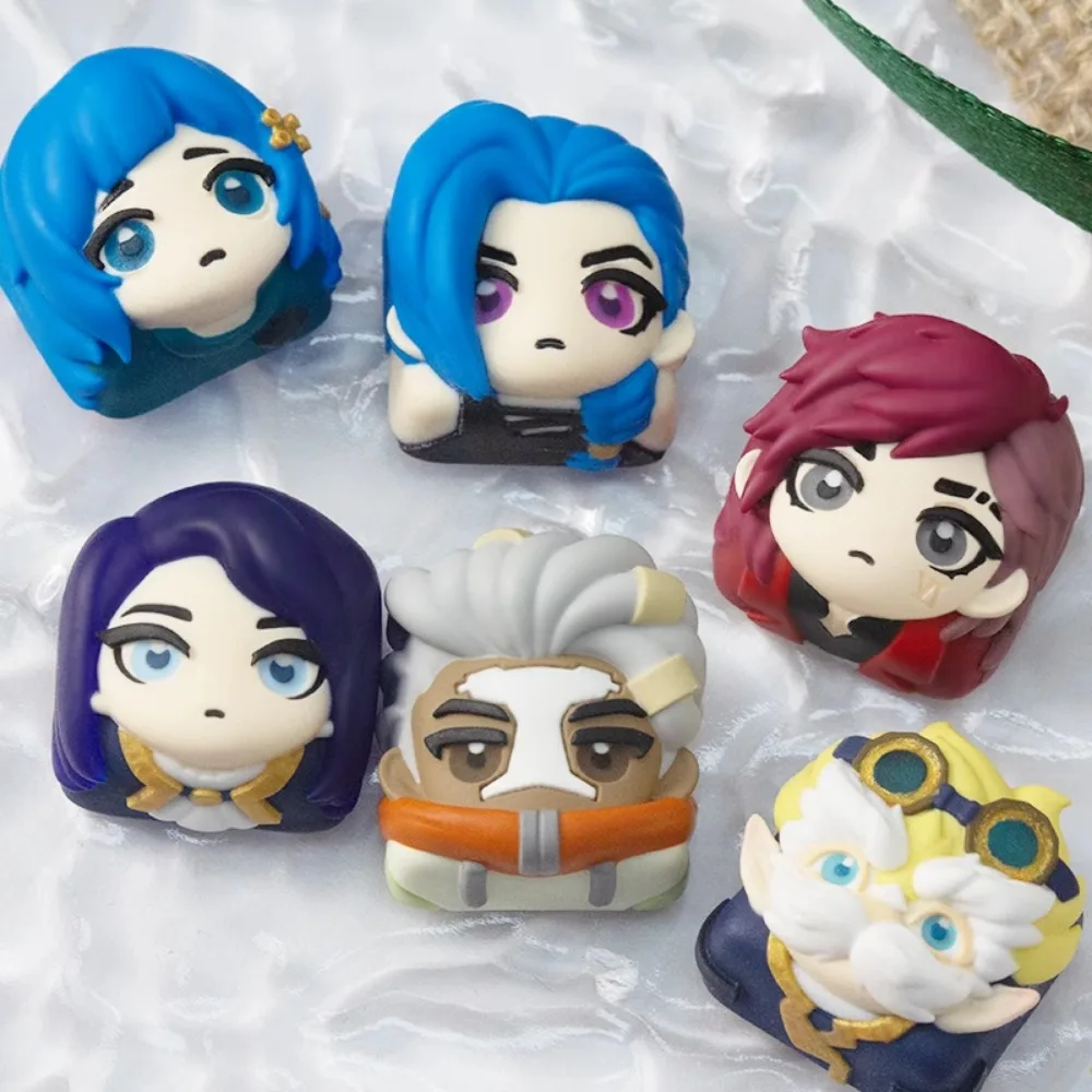 Arcane Artisan Keycap Original JINX VI Powder EKKO Resin Keyboard Cap Custom Cute Anime Key Cap for Mechanical Keyboard Gift